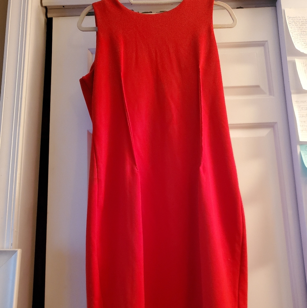 Red sheath dress